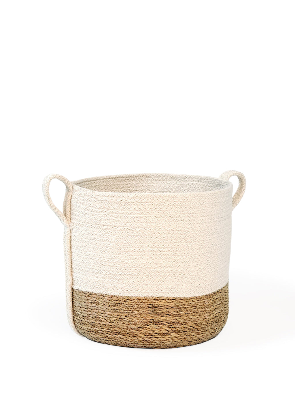 Savar handwoven jute and seagrass basket with side handle