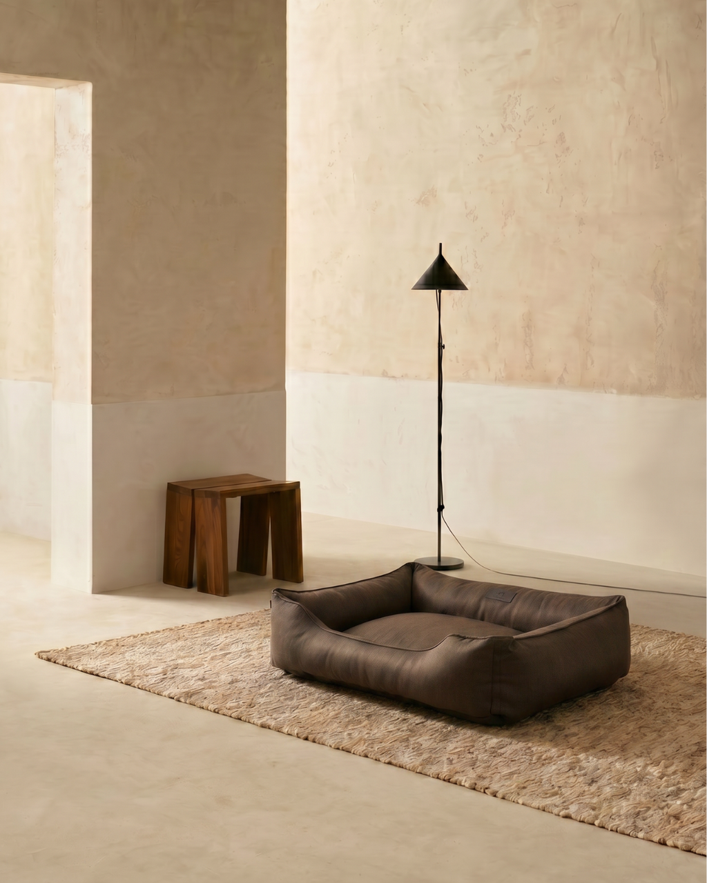Brown cotton sleeper dog bed