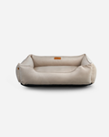 Classic velvet sleeper dog bed in beige