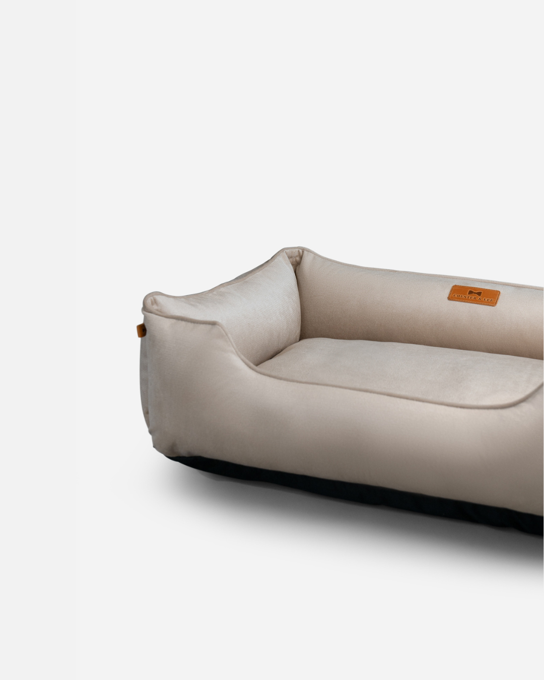 Classic velvet sleeper dog bed in beige