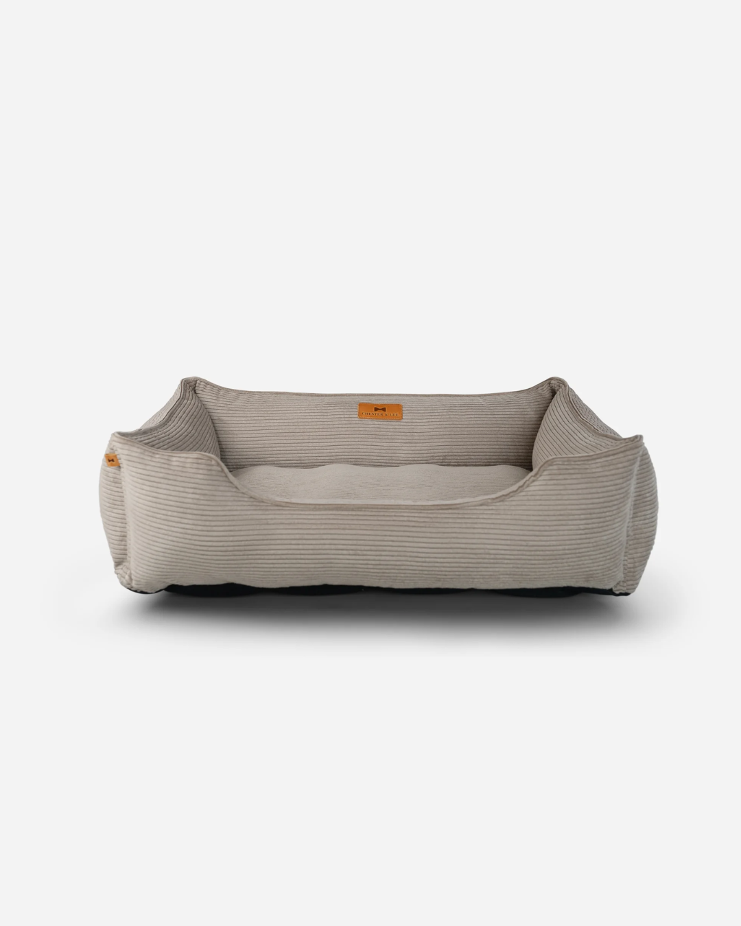 Taupe corduroy sleeper dog bed