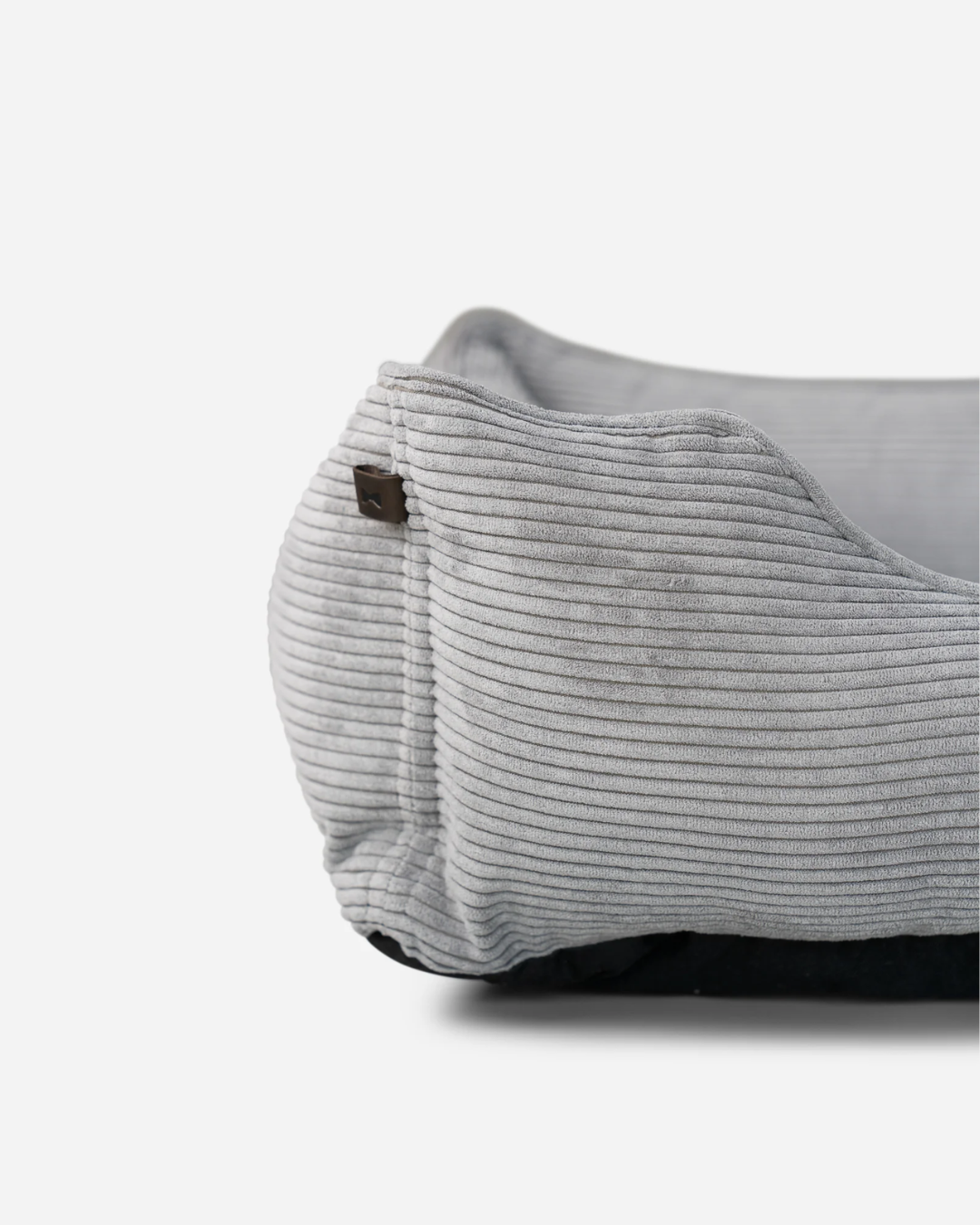 Fancy corduroy sleeper dog bed in gray