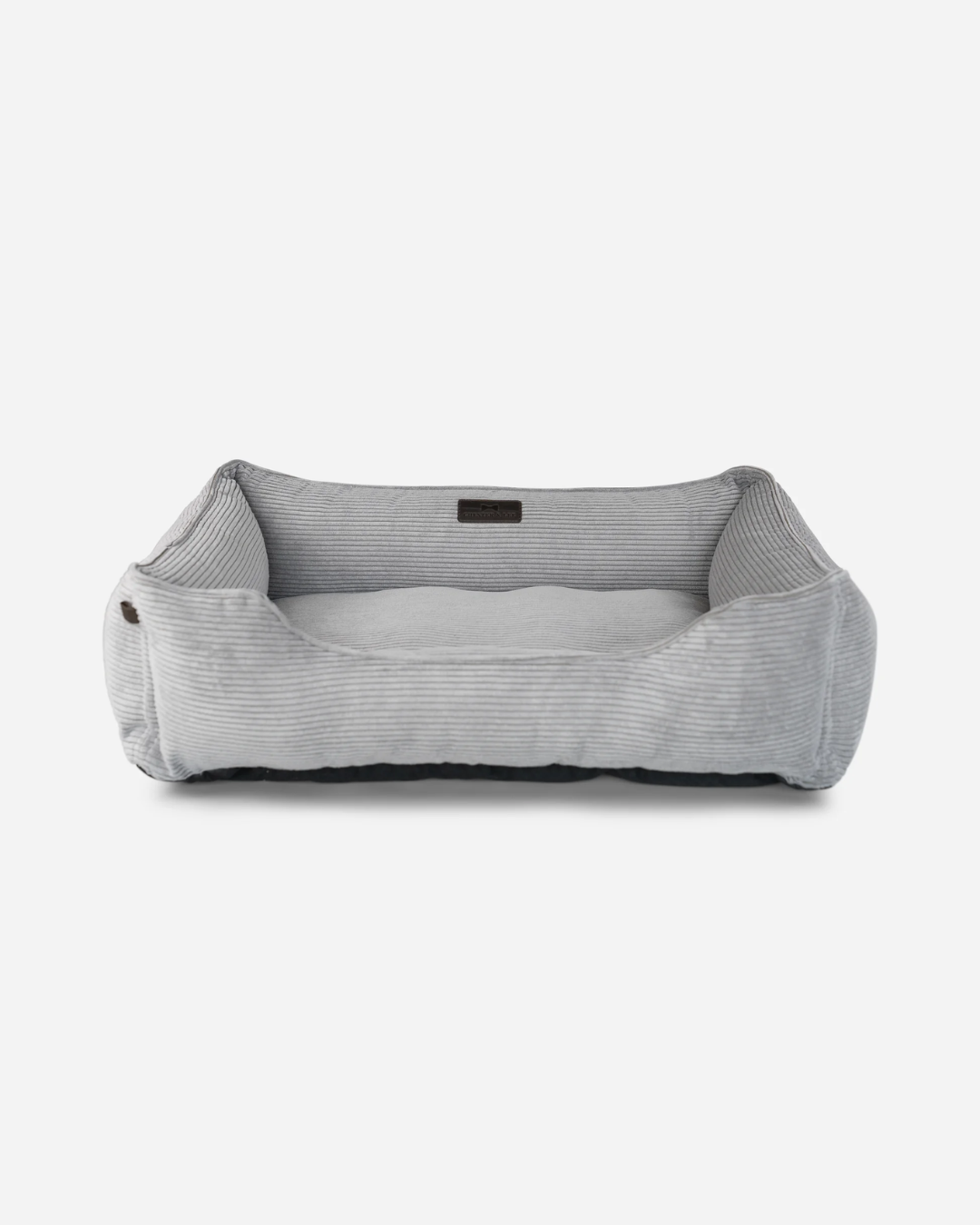 Fancy corduroy sleeper dog bed in gray