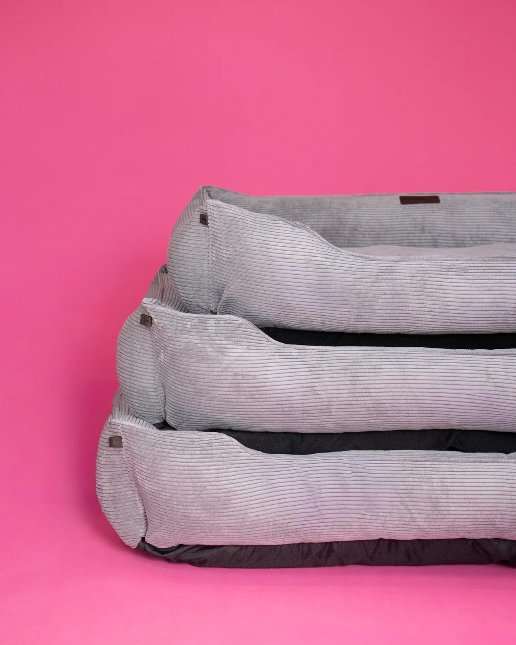 Fancy corduroy sleeper dog bed in gray