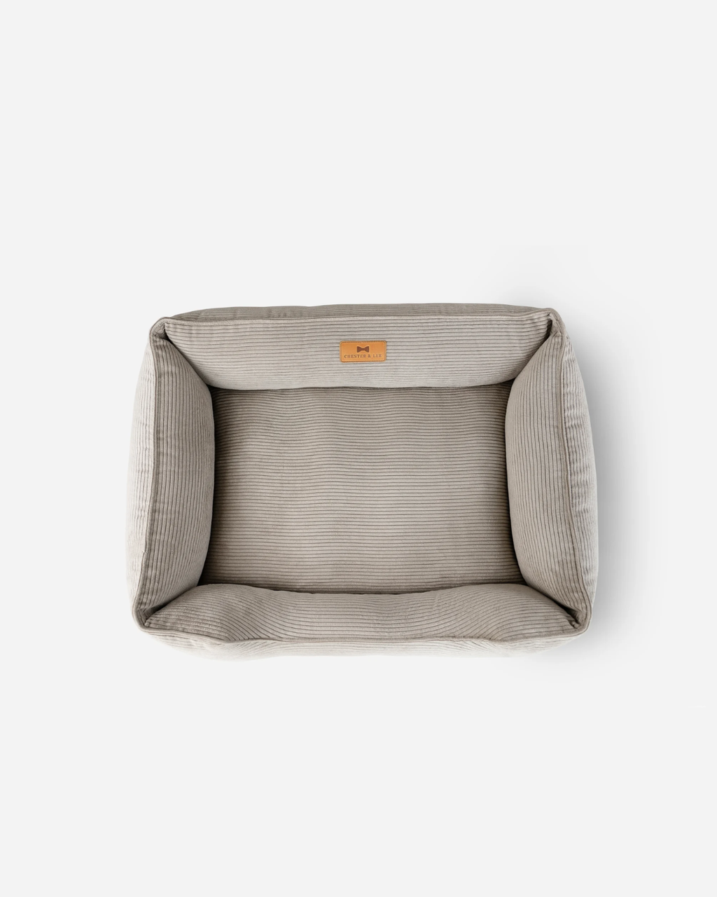 Taupe corduroy sleeper dog bed