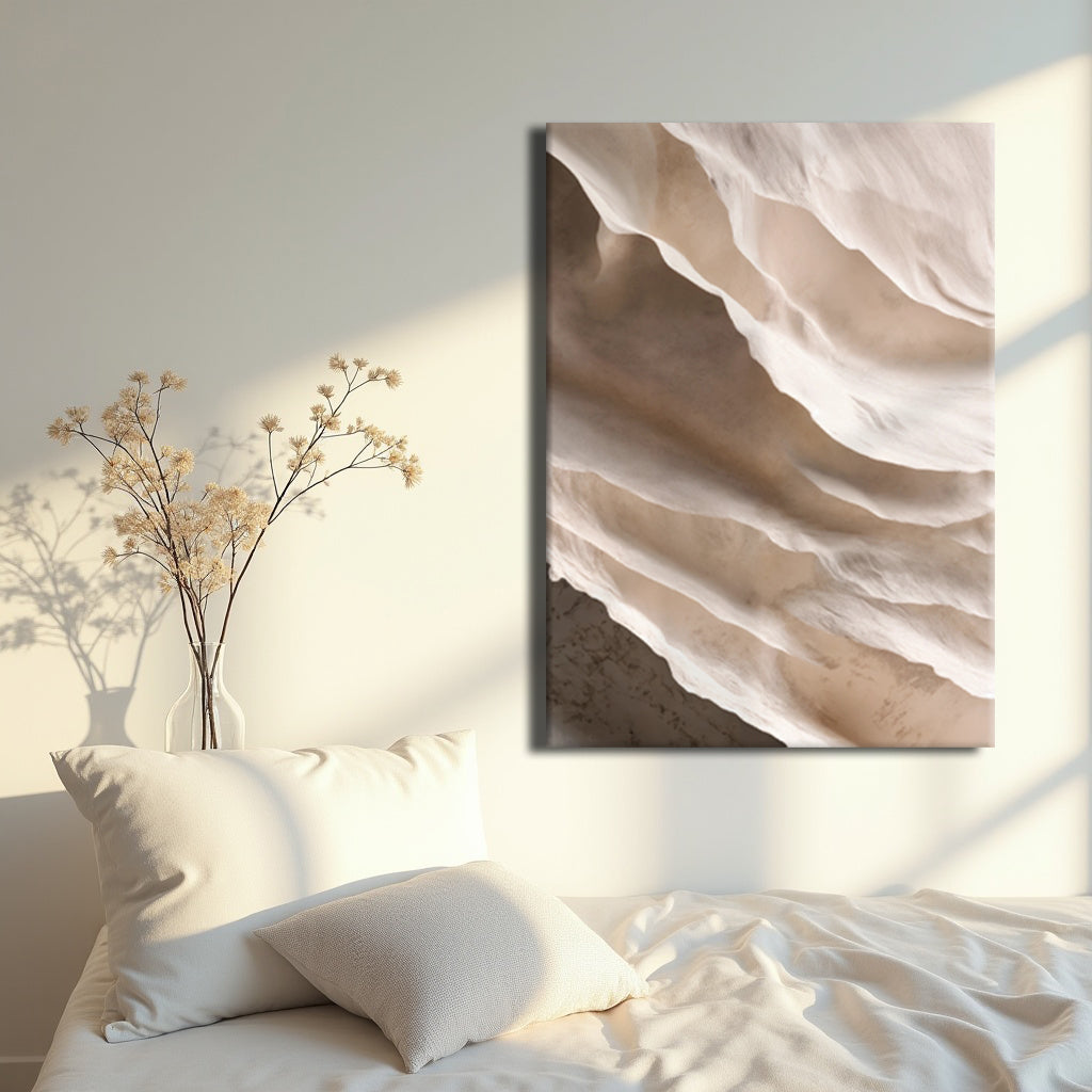 Pale drift neutral impasto wall art