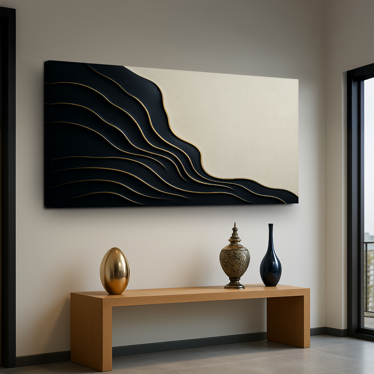 Contour wave abstract relief wall art