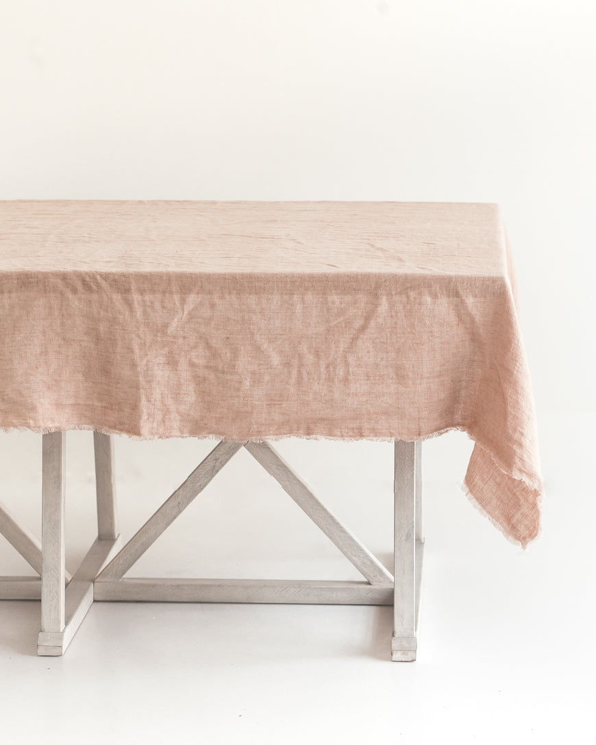 Stone washed linen tablecloth