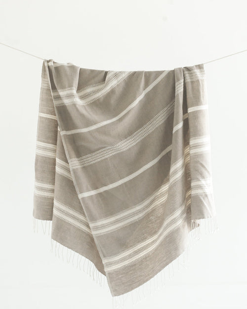 Aden Striped Cotton Throw Blanket 38x72" – Handwoven in Ethiopia | ESVILA