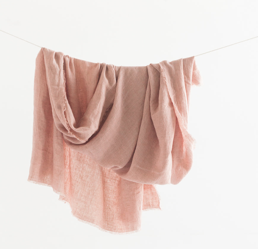 Stone washed linen throw blanket