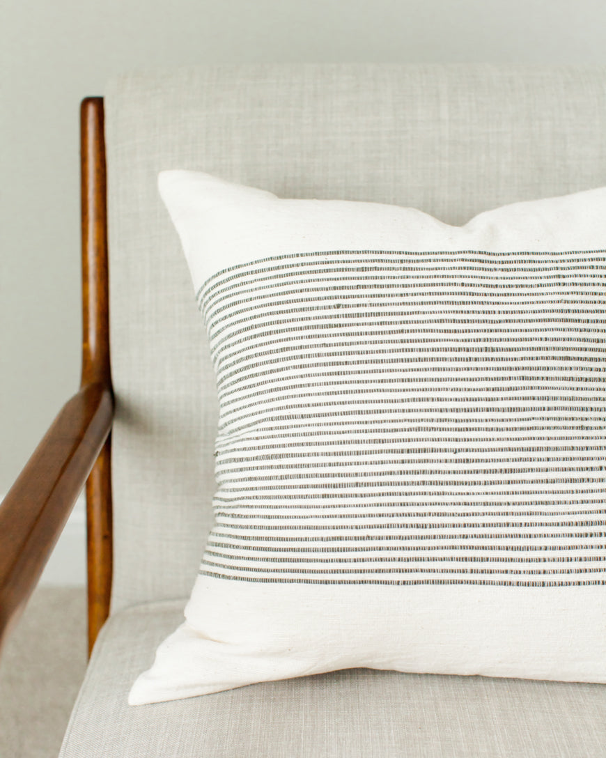 Riviera Handwoven Cotton Throw Pillow Cover 20x20" – Ribbed Texture | ESVILA