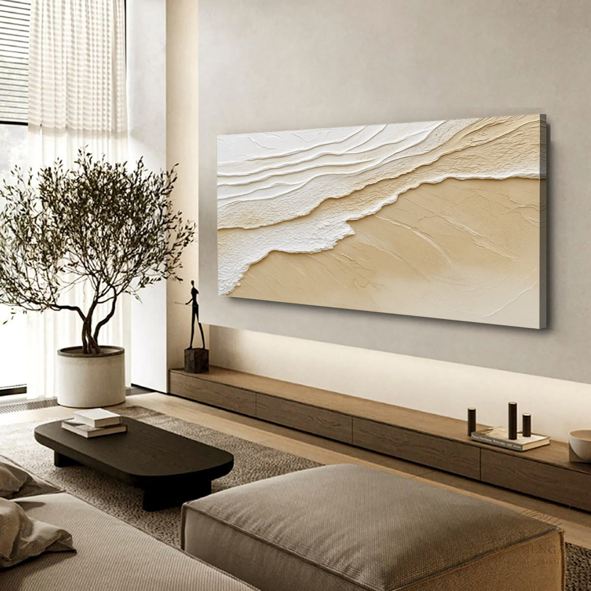 Sandbar neutral wave relief wall art