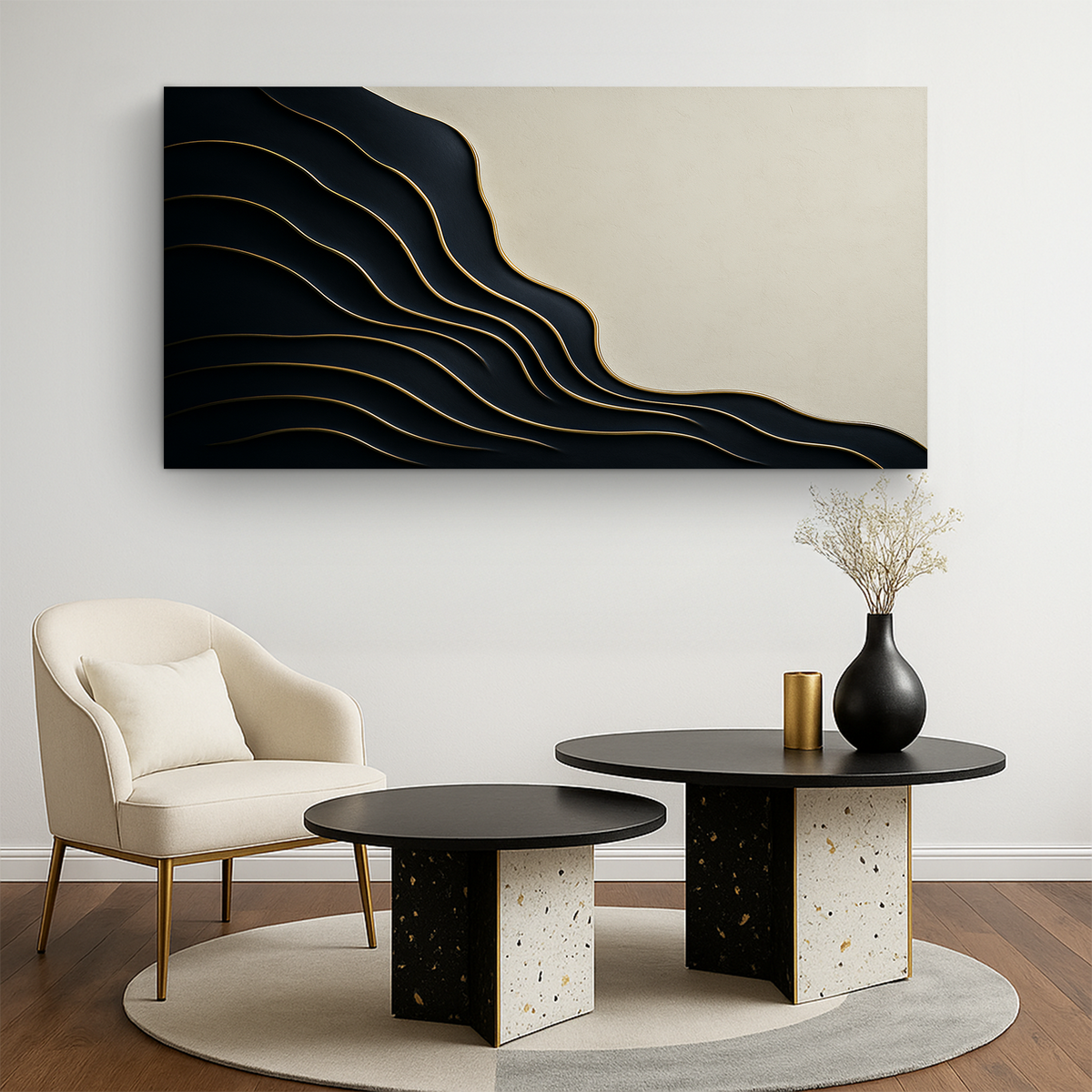 Contour wave abstract relief wall art