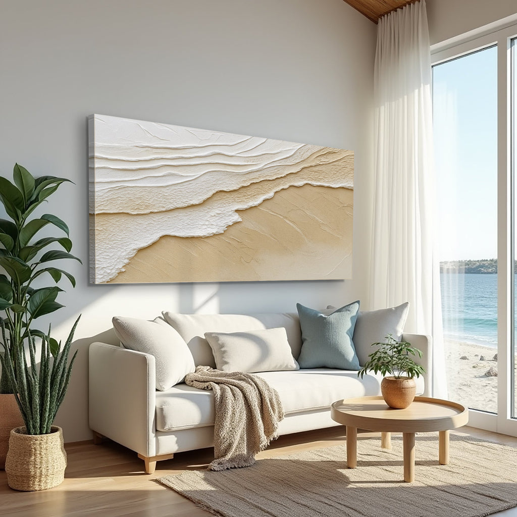 Sandbar neutral wave relief wall art