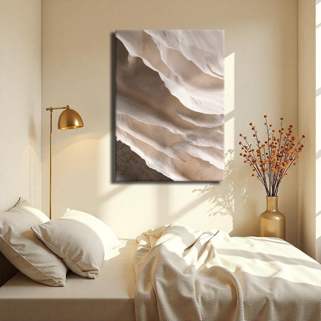 Pale drift neutral impasto wall art