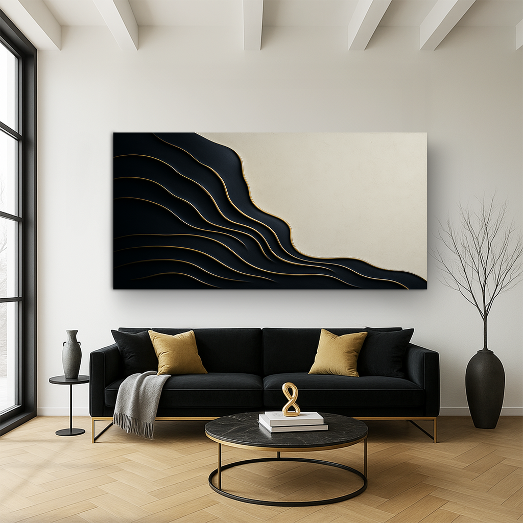 Contour wave abstract relief wall art