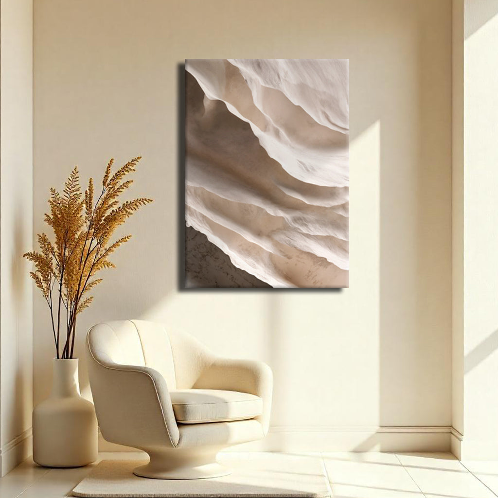 Pale drift neutral impasto wall art