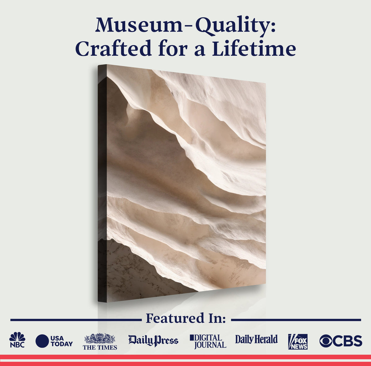 Pale drift neutral impasto wall art