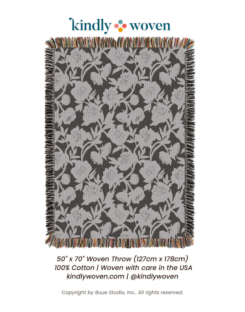 Addy Tuffet Floral Jacquard Cotton Throw Blanket 50x70" – Made in USA | ESVILA