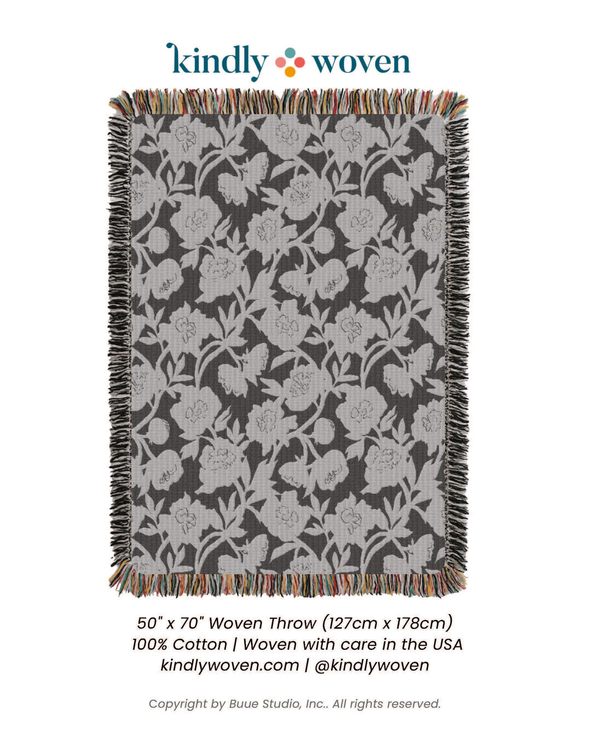 Addy Tuffet Floral Jacquard Cotton Throw Blanket 50x70" – Made in USA | ESVILA