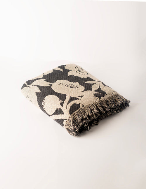 Addy Tuffet Floral Jacquard Cotton Throw Blanket 50x70" – Made in USA | ESVILA
