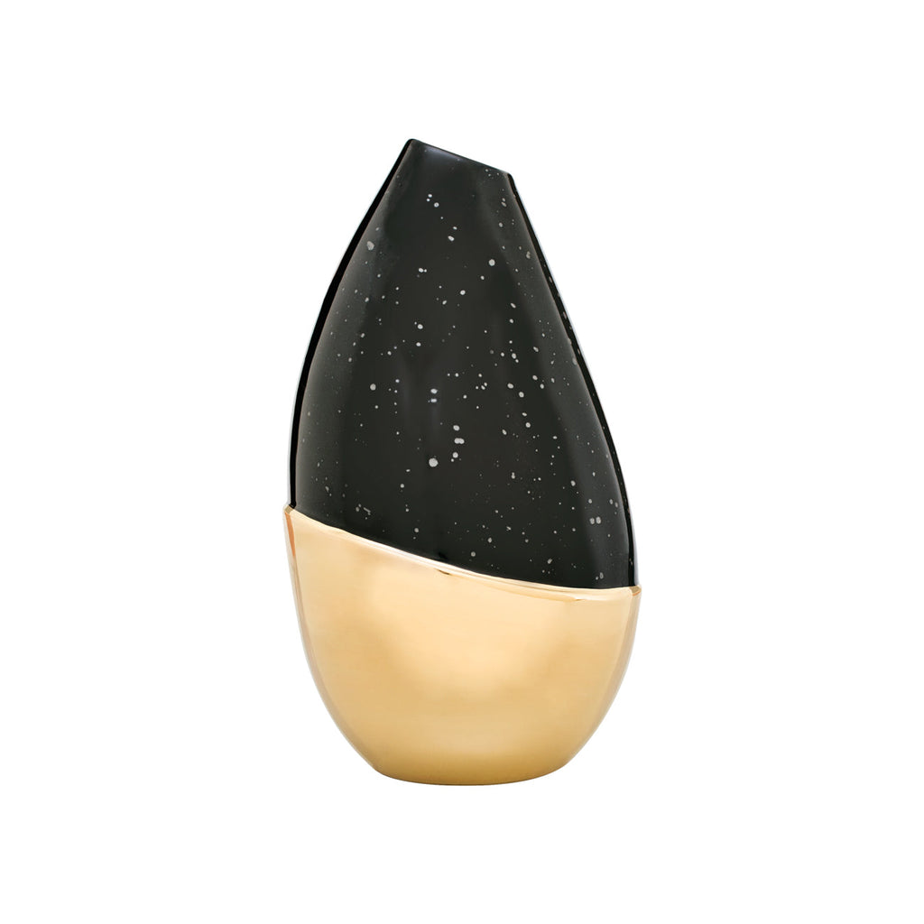 Black Galaxy Vase – French Porcelain with Gold Base | ESVILA