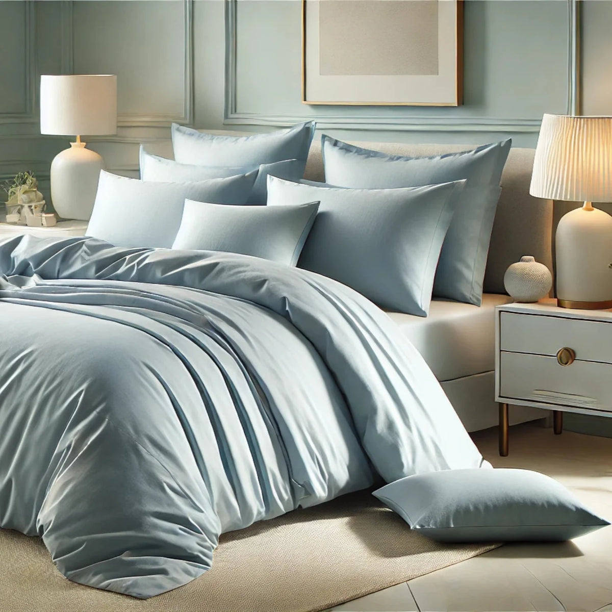 Bamboo viscose duvet cover with two shams