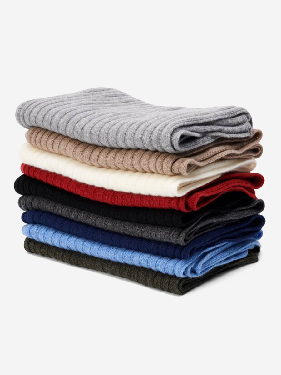Napoli (navy blue) - Italian 100% cashmere ribbed scarf (unisex)