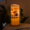 Honeycomb Onyx Table Lamp – 12"x4.5" Single, Handcrafted Natural Stone | ESVILA