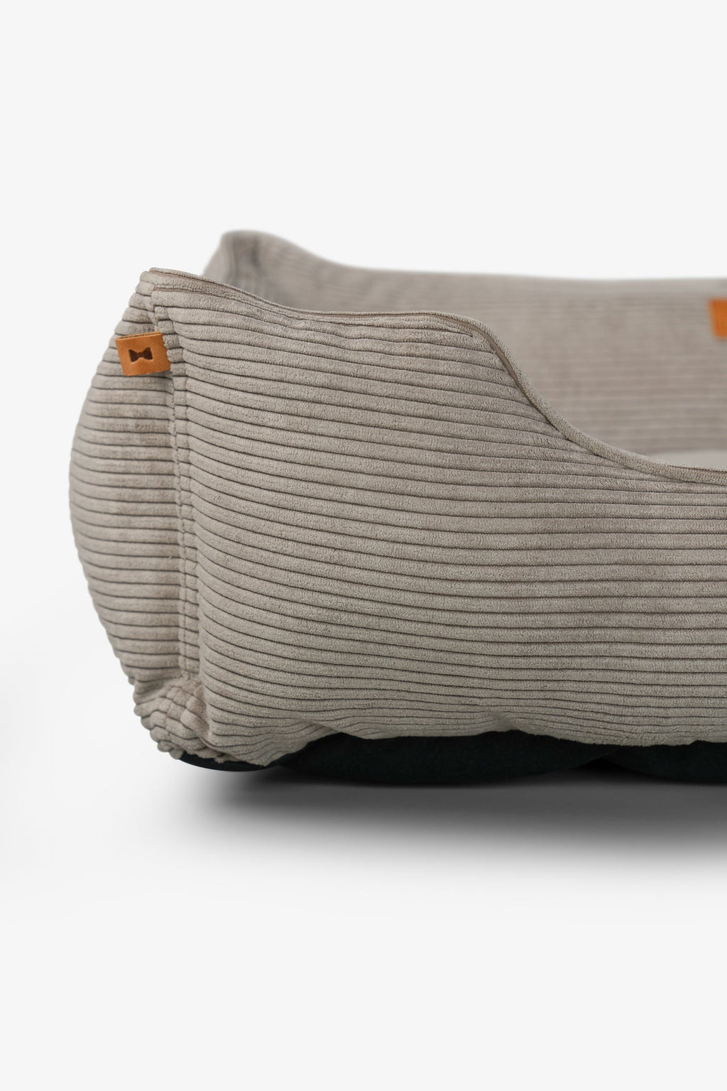 Taupe corduroy sleeper dog bed