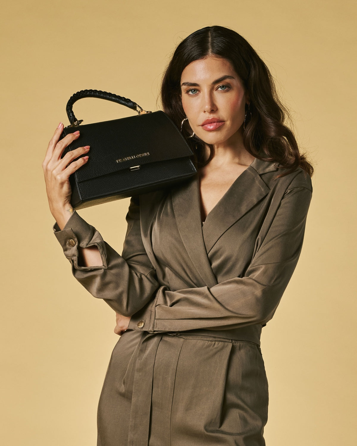 Federica Crossbody Bag in Black | Italian Calf Leather, Handmade in Italy