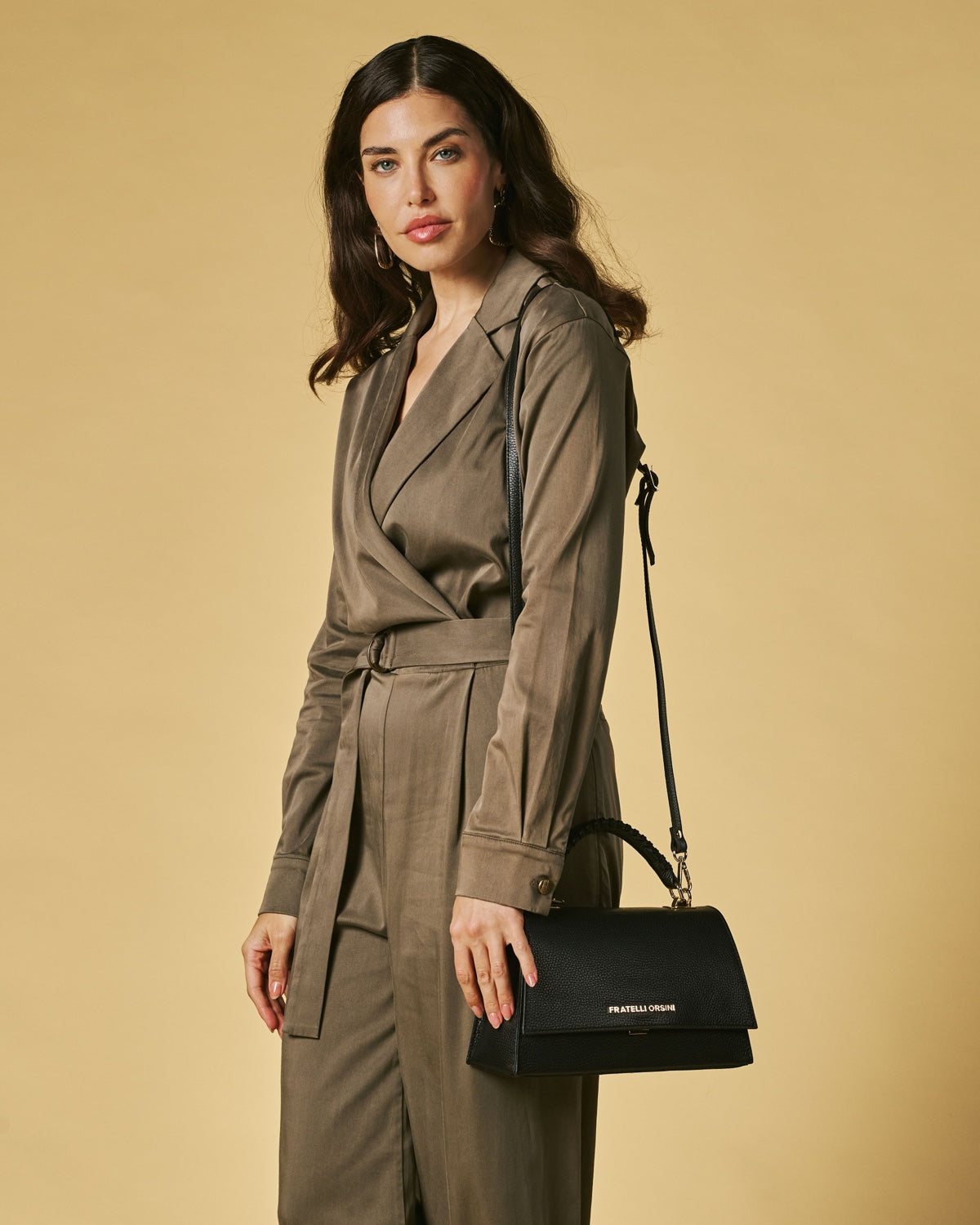 Federica Crossbody Bag in Black | Italian Calf Leather, Handmade in Italy