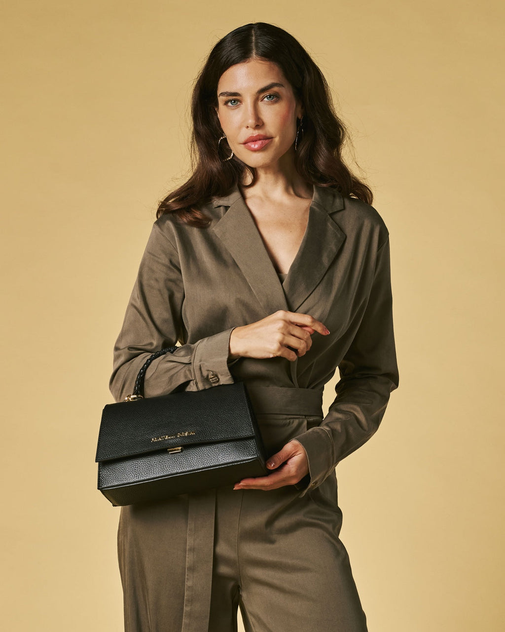 Federica Crossbody Bag in Black | Italian Calf Leather, Handmade in Italy