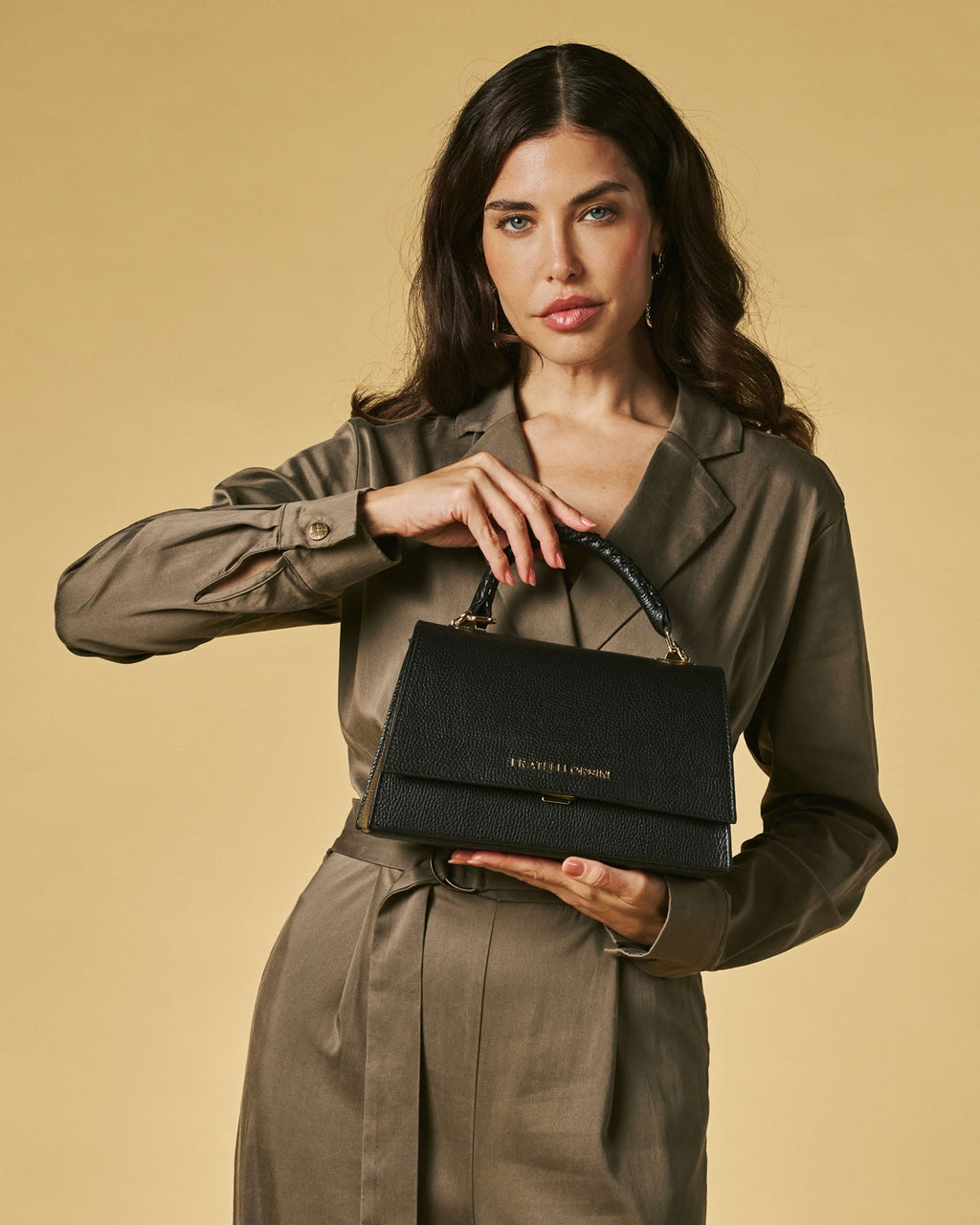 Federica Crossbody Bag in Black | Italian Calf Leather, Handmade in Italy