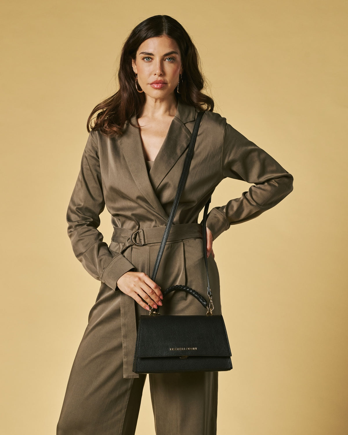 Federica Crossbody Bag in Black | Italian Calf Leather, Handmade in Italy