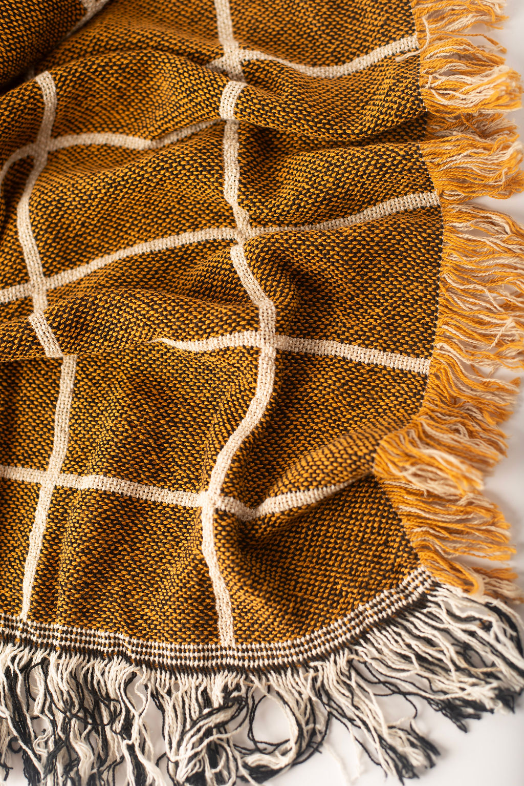 Greer Acorn Grid Jacquard Cotton Throw Blanket 50x70" – Made in USA | ESVILA