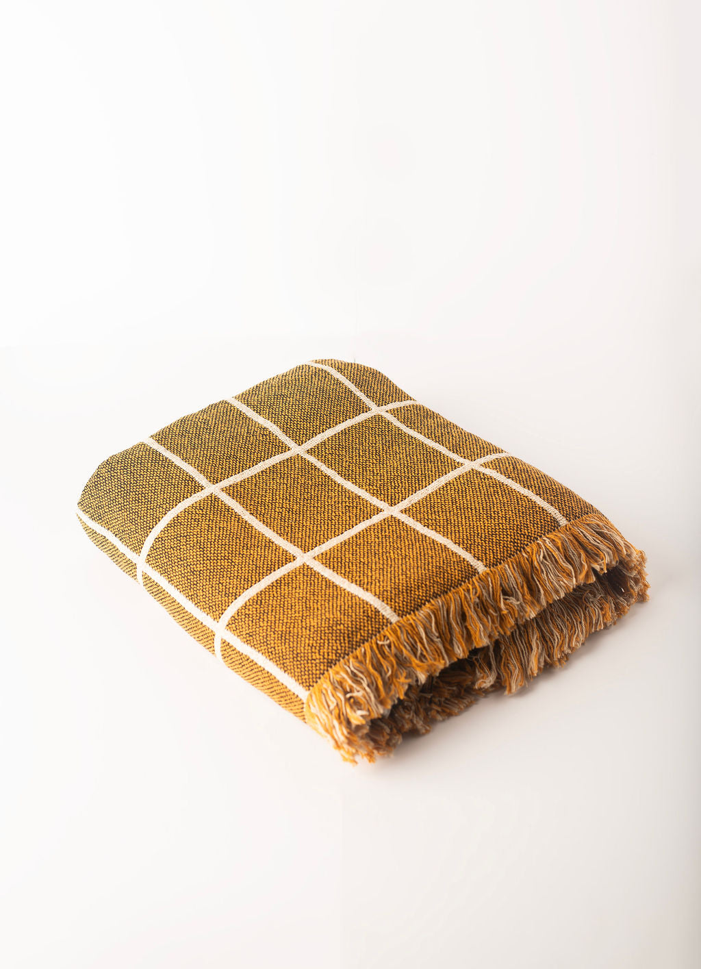 Greer Acorn Grid Jacquard Cotton Throw Blanket 50x70" – Made in USA | ESVILA