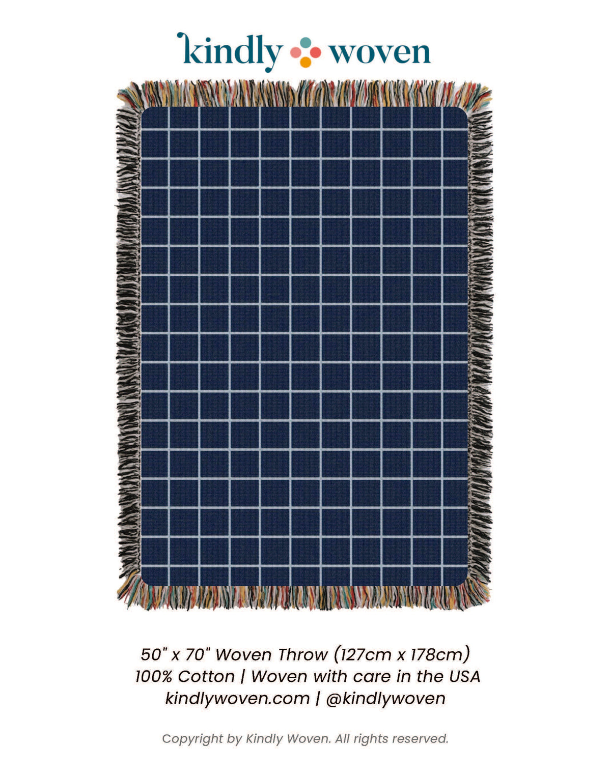 Greer Lapis Throw Blanket – Jacquard Woven Cotton, Made in USA | ESVILA