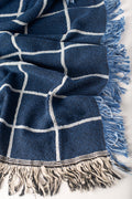 Greer Lapis Throw Blanket – Jacquard Woven Cotton, Made in USA | ESVILA