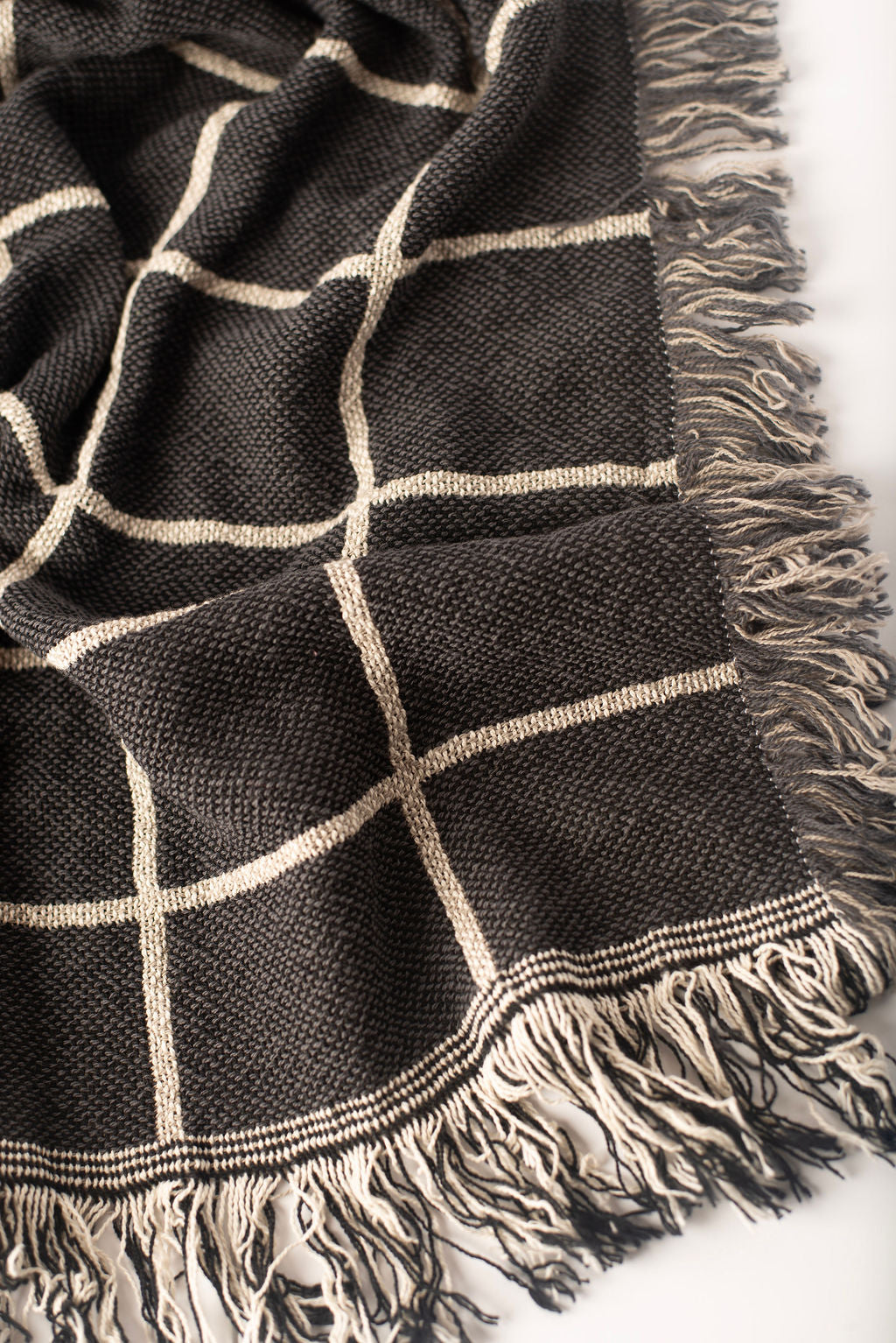 Greer Nocturne Throw Blanket – Jacquard Woven Cotton, Made in USA | ESVILA