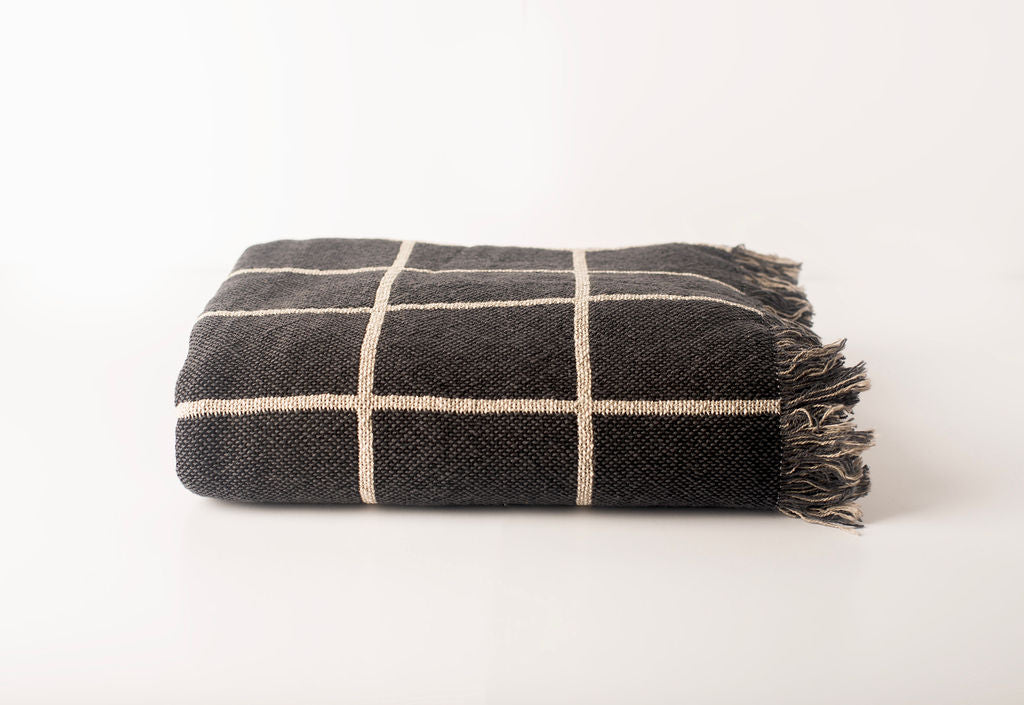 Greer Nocturne Throw Blanket – Jacquard Woven Cotton, Made in USA | ESVILA