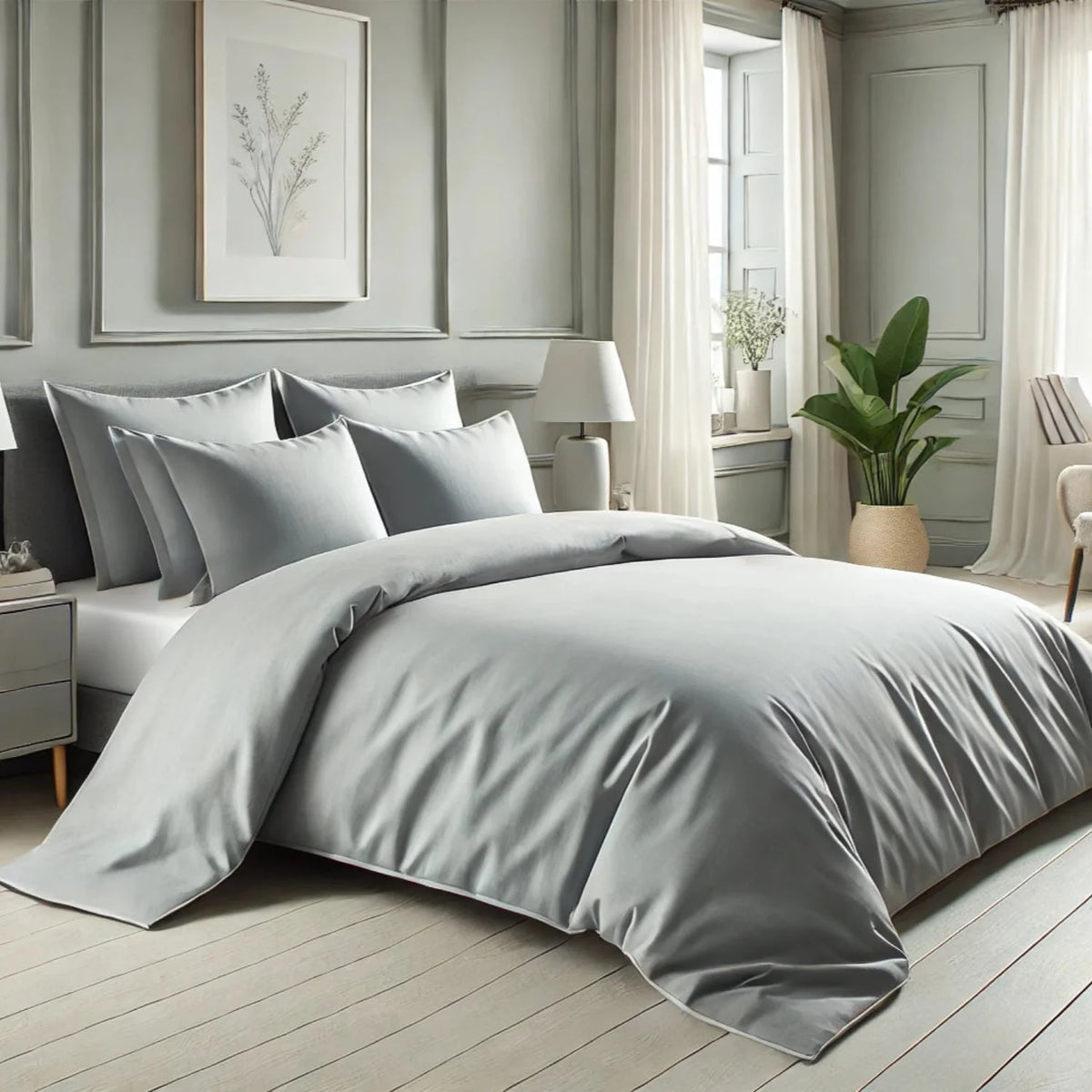 Bamboo viscose duvet cover with two shams