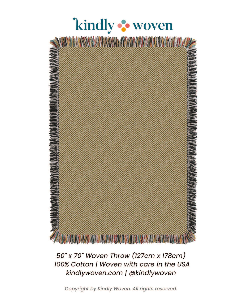 Henry Goldenrod Herringbone Jacquard Cotton Throw 50x70" – Made in USA | ESVILA