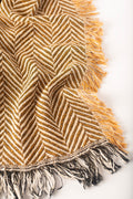 Henry Goldenrod Herringbone Jacquard Cotton Throw 50x70" – Made in USA | ESVILA