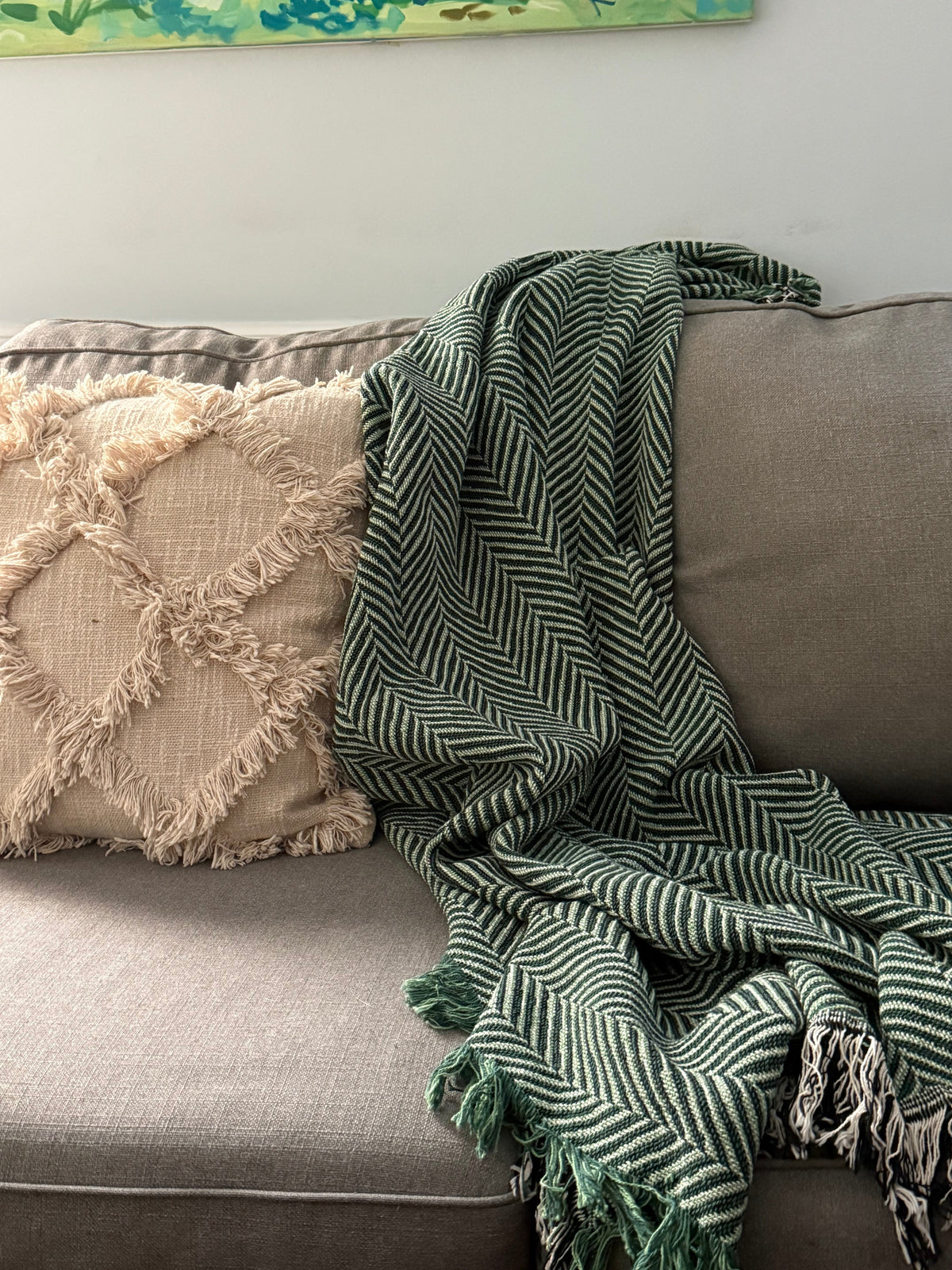 Henry Goldenrod Herringbone Jacquard Cotton Throw 50x70" – Made in USA | ESVILA