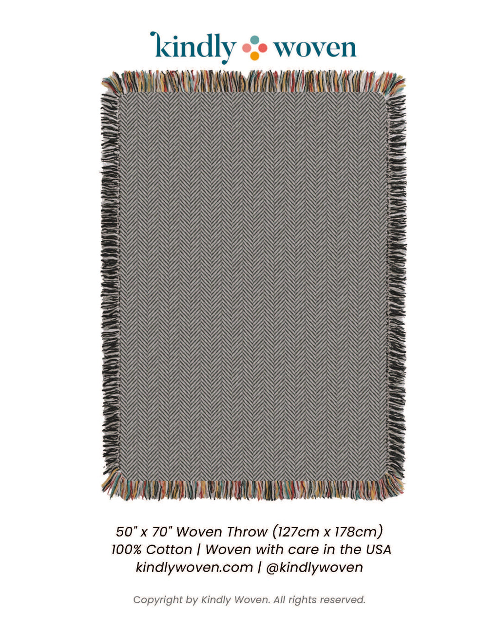 Henry Stone Herringbone Jacquard Cotton Throw 50x70" – Made in USA | ESVILA