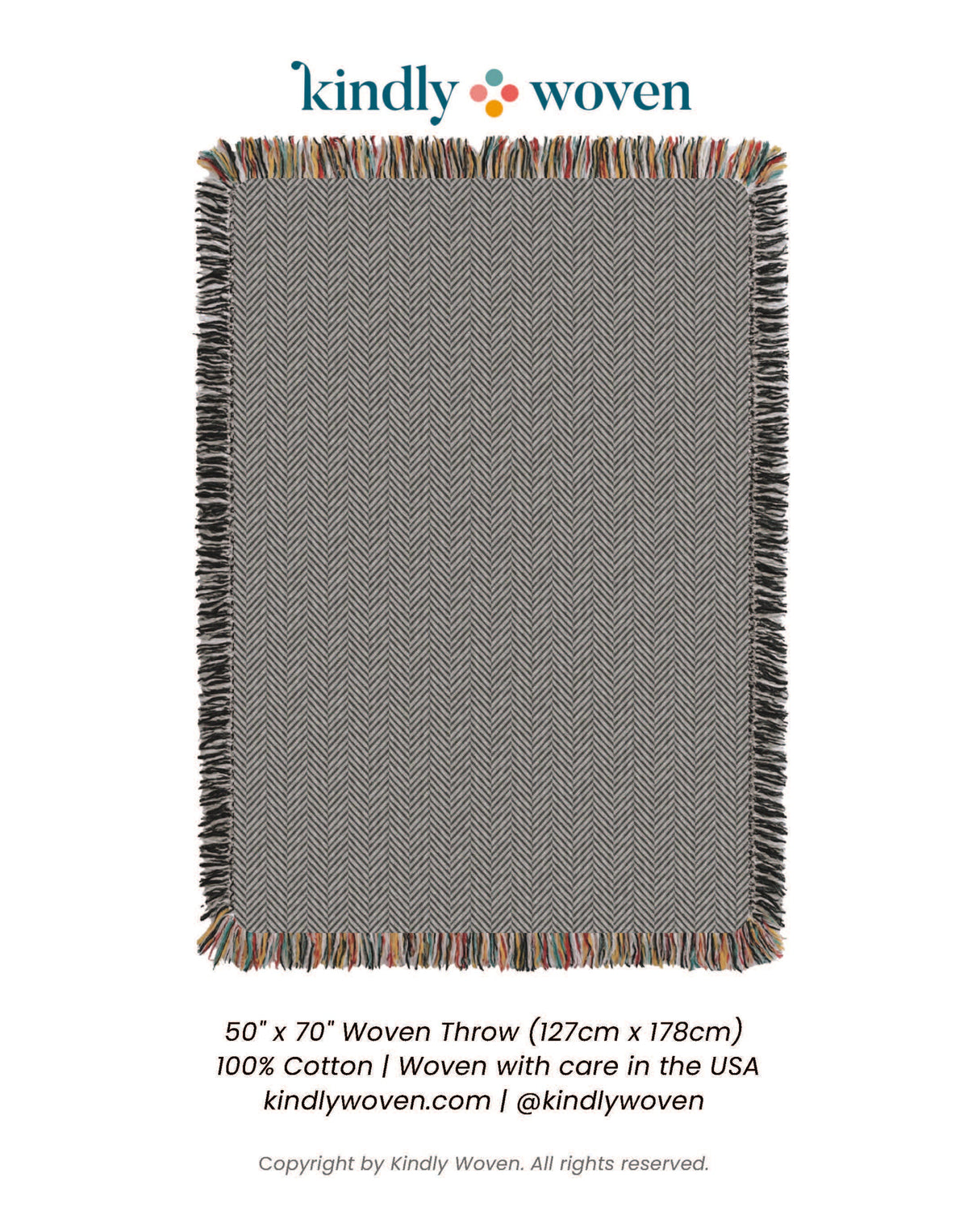 Henry Stone Herringbone Jacquard Cotton Throw 50x70" – Made in USA | ESVILA