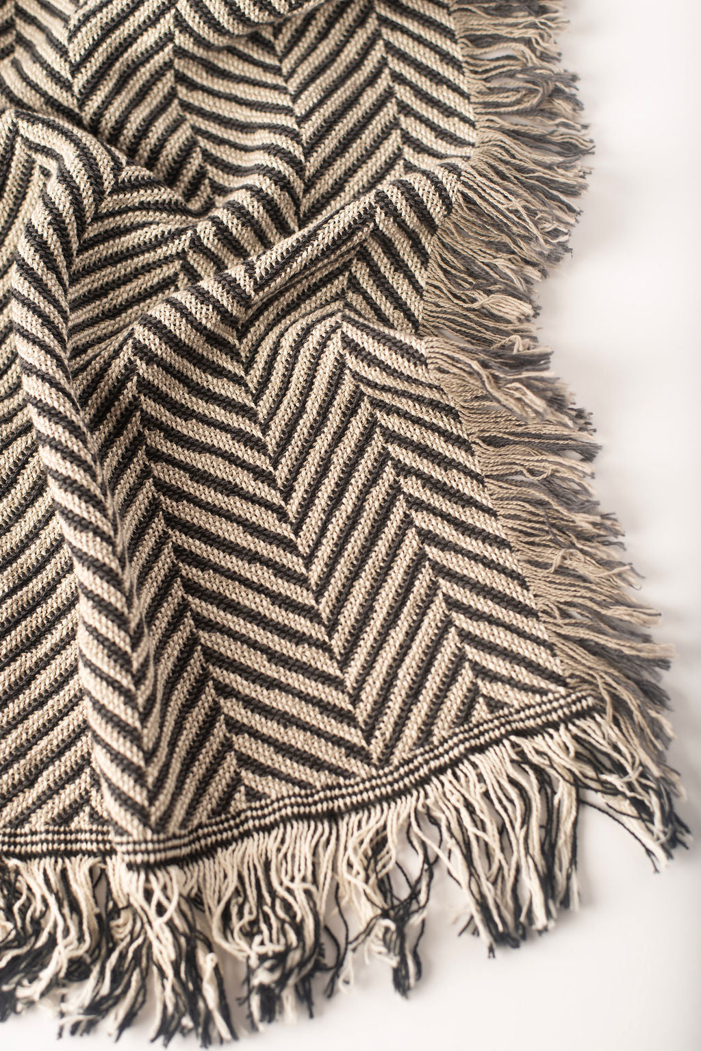 Henry Stone Herringbone Jacquard Cotton Throw 50x70" – Made in USA | ESVILA