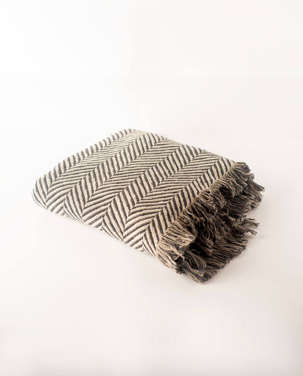 Henry Stone Herringbone Jacquard Cotton Throw 50x70" – Made in USA | ESVILA