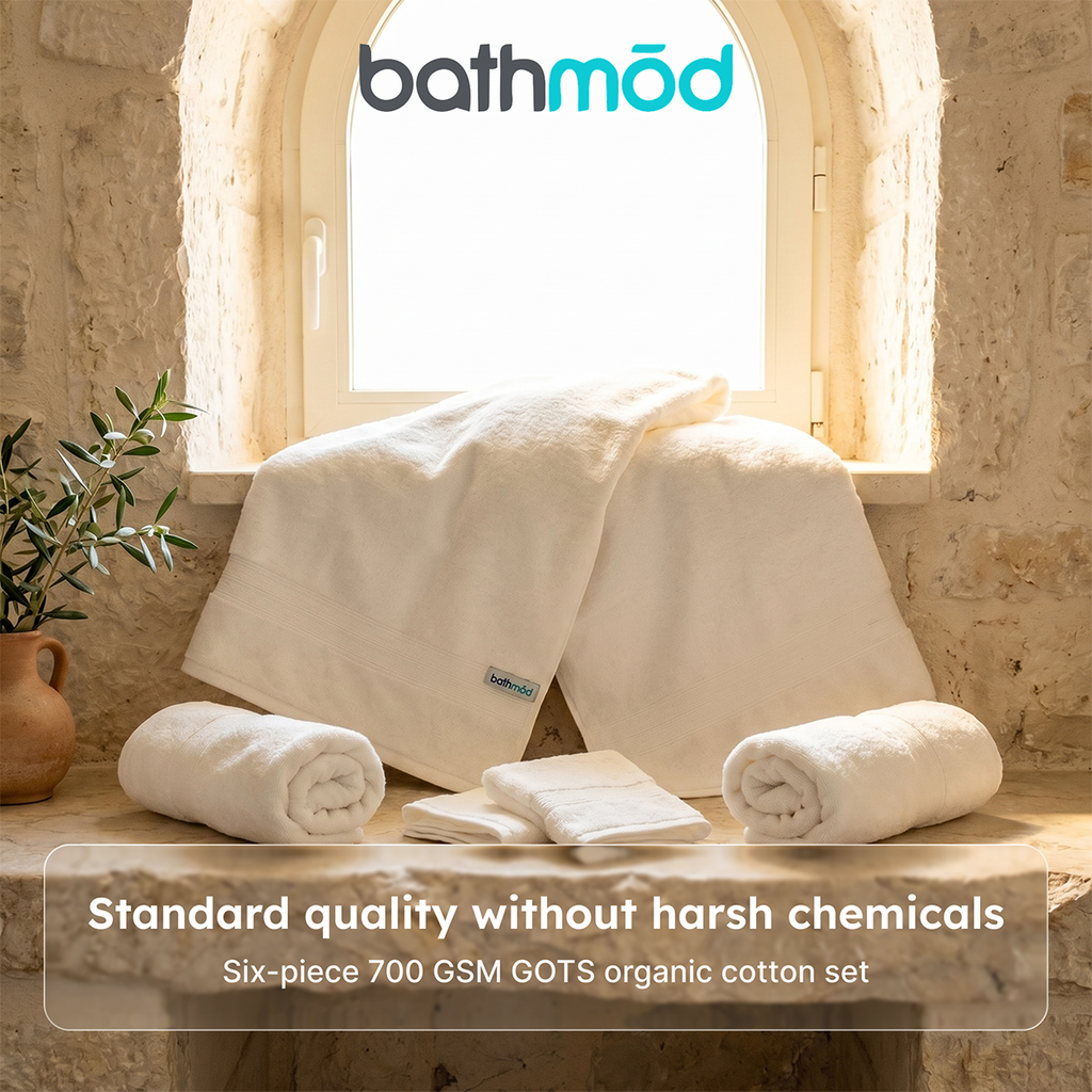 Luxury Organic Cotton Bath Towel Set – 6 Piece, GOTS Certified 700 GSM | ESVILA